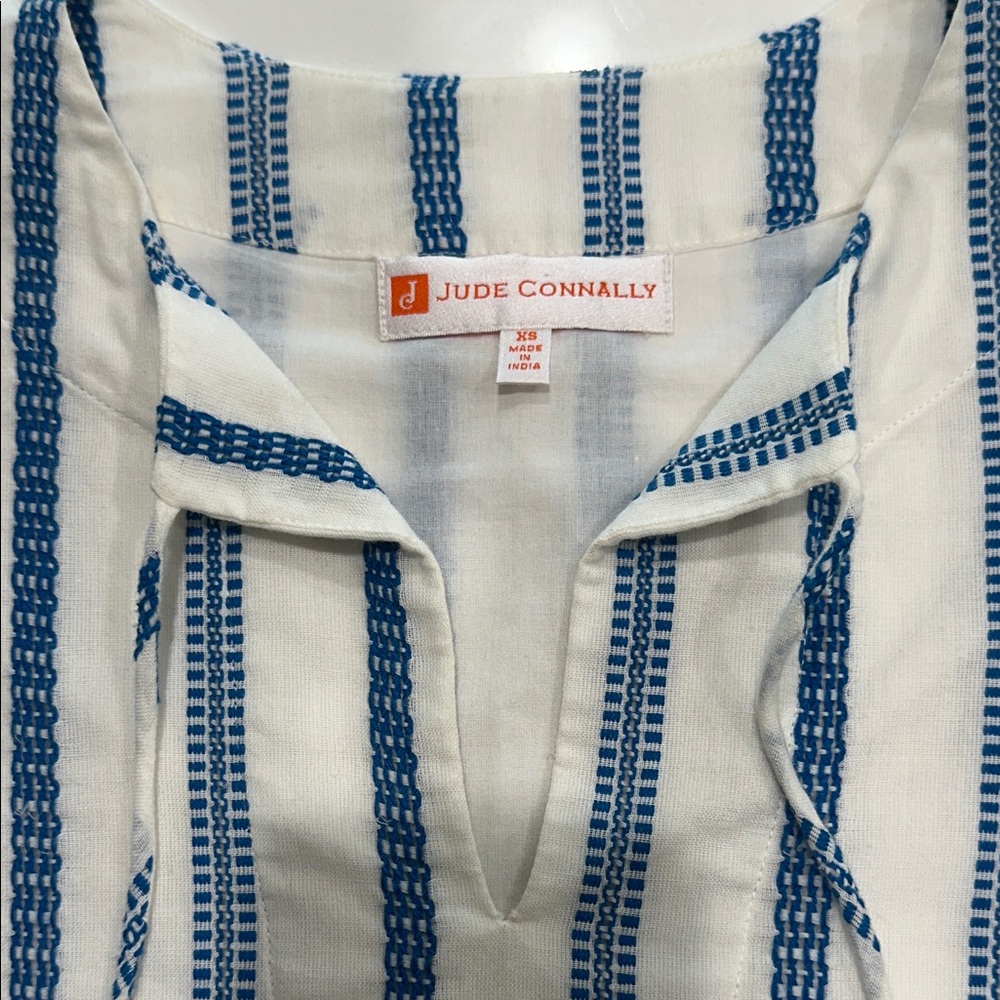 Jude Connally White Dress with Blue Stripes - Picture 2 of 4